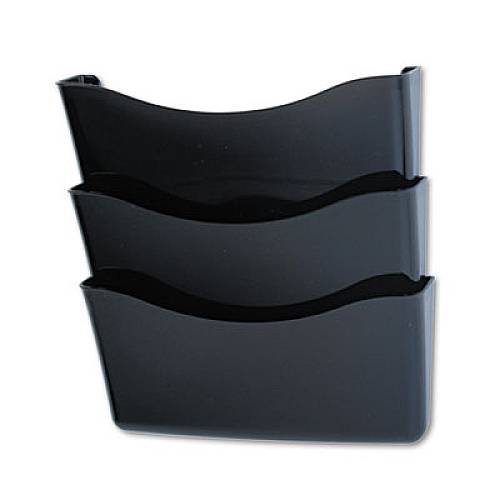 Rubbermaid Unbreakable Wall Files, 3 Sections, A4/Letter Size, 13.75" x 3.13" x 29.38", Smoke (65974ROS)