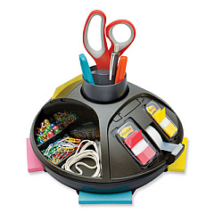 3M Rotary Self-Stick Notes Dispenser, 14 Compartments, Plastic, 10" Diameter x 6"h, Black (C91)