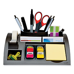 Post-it Notes Dispenser with Weighted Base, 9 Compartments, Plastic, 10.25 x 6.75 x 2.75, Black (C50)