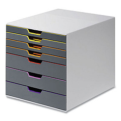 Durable VARICOLOR Stackable Plastic Drawer Box, 7 Drawers, Letter to Folio Size Files, 11.5" x 14" x 11", Gray (760727)