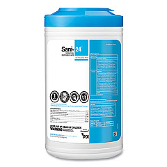 Sani Professional Sani-24 Germicidal Disposable Wipes, Extra-Large, 7 x 12, Unscented, White, 65/Pack (P23284)