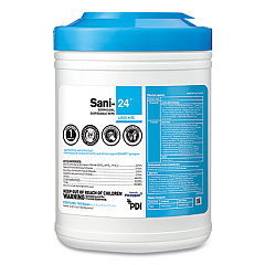 Sani Professional Sani-24 Germicidal Disposable Wipes, Large, 6 x 6.75, Unscented, White, 65/Pack (P26672)