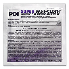 Sani Professional Super Sani-Cloth Individually Wrapped Germicidal Disposable Wipes, Extra-Large, 11.5 x 11.75, White, 50/Box, 3 Boxes/Carton (U87295)