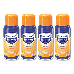 Microban 24-Hour Disinfecting Sanitizing Spray, Travel Size, Citrus Scent, 2.8 oz Aerosol Spray, 4/Pack (02911)