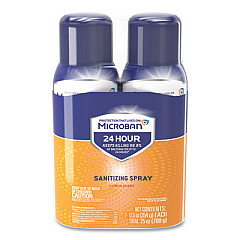 Microban 24-Hour Disinfecting Sanitizing Spray, Citrus Scent, 12.5 oz Aerosol Spray, 2/Pack (50195)