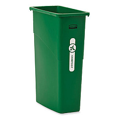 Rubbermaid Commercial Slim Jim Resin Compost Can, 23 gal, Resin, Compost Green (2060850)