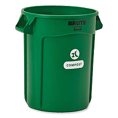 Rubbermaid Commercial Vented Brute Resin Compost Can, 32 gal, Resin, Compost Green (2060854)