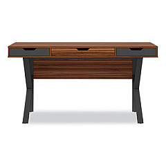 Whalen Stirling Table Desk, 59.75" x 23.75" x 31", Natural Walnut/Charcoal Gray (ST60D)