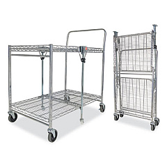 Bostitch Stowaway Folding Carts, 2 Shelves, 35w x 37.25d x 22h, Chrome, 250 lb Capacity (BSACLGCR)