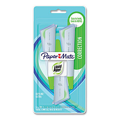 Paper Mate Liquid Paper DryLine Ultra Correction Tape Pen, Refillable, 1/5" x 235", 3/Pk, Asstd (1818799)
