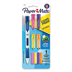 Paper Mate Clearpoint Mix and Match Mechanical Pencil, 0.7 mm, HB (#2.5), Black Lead, Clear Barrels, Green Accents/Assorted Tops (1887960)