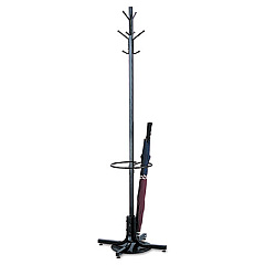 Safco Metal Costumer w/Umbrella Holder, Four Ball-Tipped Double-Hooks, 21w x 21d x 70h, Black (4168BL)