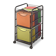 Safco Onyx Mesh Mobile Double File, One-Shelf, 15.75w x 17d x 27h, Black (5212BL)