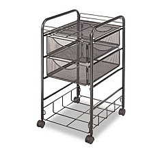 Safco Onyx Mesh Mobile File With Four Supply Drawers, 15.75w x 17d x 27h, Black (5214BL)