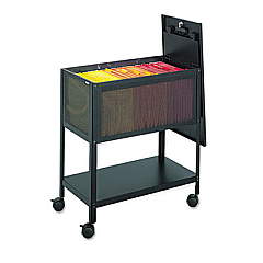 Safco Mesh Tub with Lid, Metal, 1 Shelf, 1 Bin, 13.5" x 24.25" x 27.5", Black (5351BL)