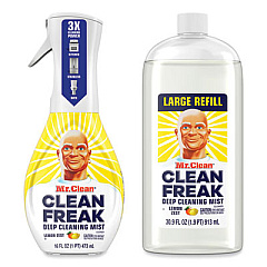 Mr. Clean Clean Freak Deep Cleaning Mist Multi-Surface Spray, Lemon Zest, 16 oz Spray Bottle Plus 30.9 oz Refill (03948)