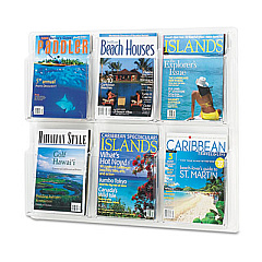Safco Reveal Clear Literature Displays, 6 Compartments, 30w x 2d x 24.5h, Clear (5607CL)