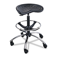 Safco SitStar Stool, Backless, Supports Up to 250 lb, 27" to 34" Seat Height, Black Seat, Black/Chrome Base (6660BL)