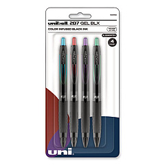 uni-ball 207 BLX Series Gel Pen, Retractable, Medium 0.7 mm, Assorted Ink and Barrel Colors, 4/Pack (1838182)