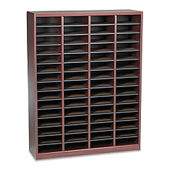Safco Wood/Fiberboard E-Z Stor Sorter, 60 Slots, 40x11 3/4x52 1/4, Mahogany, 2 Boxes (9331MH)