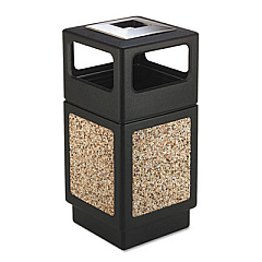 Safco Canmeleon Ash/Trash Receptacle, Square, Aggregate/Polyethylene, 38 gal, Black (9473NC)