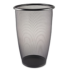 Safco Onyx Round Mesh Wastebaskets, 9 gal, Steel Mesh, Black (9718BL)