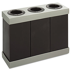 Safco At-Your-Disposal Recycling Center, Polyethylene, Three 84 gal Bins, Black (9798BL)