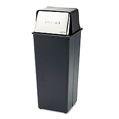 Safco Reflections Push Top Square Receptacle, Steel, 21 gal, Black/Chrome (9893)