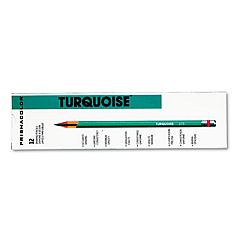 Prismacolor Turquoise Drawing Pencil, 2 mm, 4H, Black Lead, Turquoise Barrel, Dozen (2269)