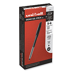 uni-ball Signo Gel Pen, Stick, Medium 0.7 mm, Black Ink, Black Barrel, 12/Pack (69054)