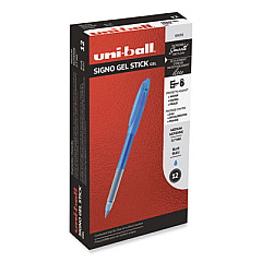 uni-ball Signo Gel Pen, Stick, Medium 0.7mm, Blue Ink, Blue Barrel, Dozen (69055)