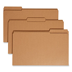 Smead Heavyweight Kraft File Folder, 1/3-Cut Tabs: Assorted, Legal Size, 0.75" Expansion, 11-pt Kraft, Brown, 100/Box (15734)