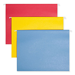 Smead TUFF Hanging Folders with Easy Slide Tab, Letter Size, 1/3-Cut Tabs, Assorted Colors, 15/Box (64040)