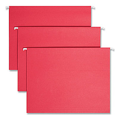 Smead Colored Hanging File Folders with 1/5 Cut Tabs, Letter Size, 1/5-Cut Tabs, Red, 25/Box (64067)