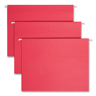 Smead Colored Hanging File Folders with 1/5 Cut Tabs, Letter Size, 1/5-Cut Tabs, Red, 25/Box (64067)