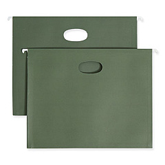 Smead Hanging Pockets with Full-Height Gusset, 1 Section, 1.75" Capacity, Letter Size, Straight Tabs, Standard Green, 25/Box (64218)