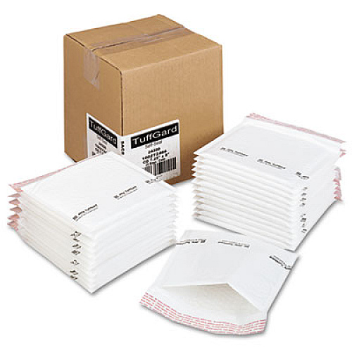 Sealed Air Jiffy TuffGard Self-Seal Cushioned Mailer, CD, Barrier Bubble Lining, Self-Adhesive Closure, 7.25 x 8, White, 25/Carton (24300)
