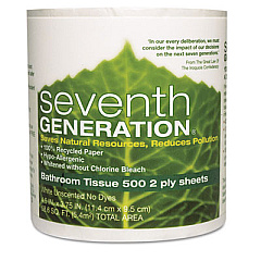 Seventh Generation 100% Recycled Bathroom Tissue, 2-Ply, White, 500 Sheets/Roll, 48 Rolls/Carton (13703)