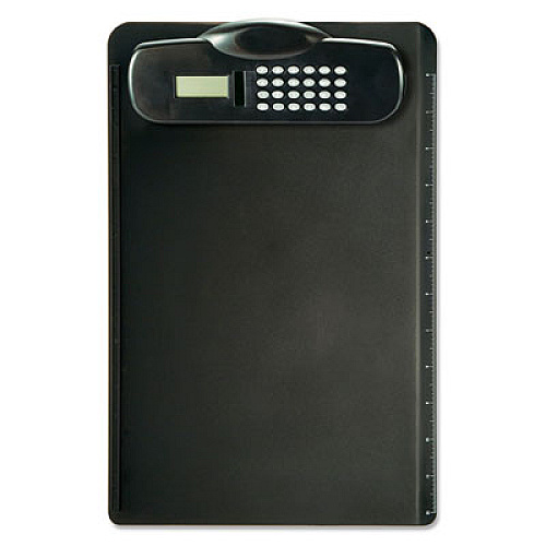 Officemate Plastic Clipboard with Calculator, Holds 8.5 x 11 Sheets, Black (83336)