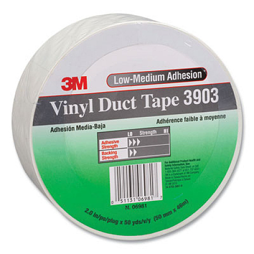 3M 3903 Vinyl Duct Tape, 2" x 50 yds, White (3903WH24)