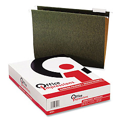 Office Impressions Hanging File Folders, Letter Size, 1/5-Cut Tabs, Standard Green, 25/Box (OFF82021)