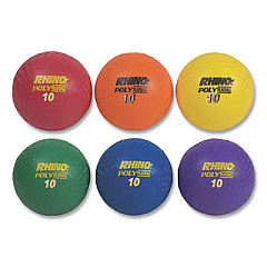 Champion Sports Rhino Playground Ball Set, 10" Diameter, Rubber, Assorted Colors, 6/Set (PX10SET)