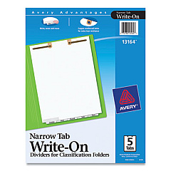 Avery Write and Erase Tab Dividers for Classification Folders, Bottom Tab, 5-Tab, Letter (13164)