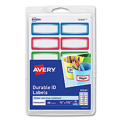 Avery Kids Handwritten Identification Labels, 1.75 x 0.75, Border Colors: Blue, Green, Red, 12 Labels/Sheet, 5 Sheets/Pack (41441)