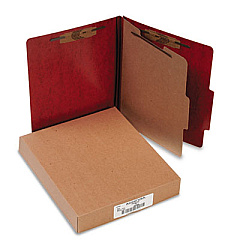 ACCO 20 pt. PRESSTEX Classification Folders, 1 Divider, Letter Size, Red, 10/Box (15004)