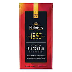 1850 Coffee, Black Gold, Dark Roast, Ground, 12 oz Bag (60516EA)