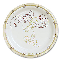 Dart Symphony Paper Dinnerware, Mediumweight Plate, 8.5" dia, Tan, 125/Pack (MP9RJ8001PK)