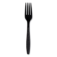 Dart Guildware Heavyweight Plastic Forks, Black, 1000/Carton (GDR5FK)