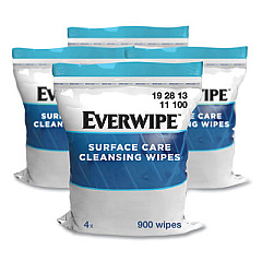 Everwipe Cleaning and Deodorizing Wipes, 6 x 8, Lemon, 900/Bag, 4 Bags/Carton (192813)