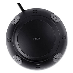 Belkin Meeting Room Power Center, 4 AC Outlets/8 USB Ports, 6 ft Cord, 1,080 J, Black (B2E031TT06)